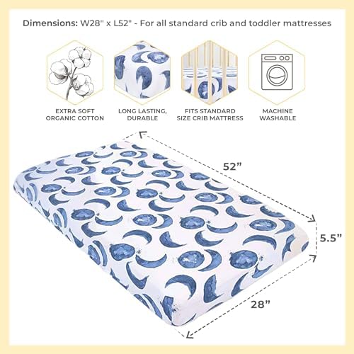 Burts Bees Baby Organic Cotton Fitted Crib Sheet for Boy Girl 1