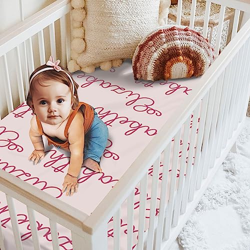 Custom Crib Sheets for Girls - Fitted with Name Purple Letter 52x28x98