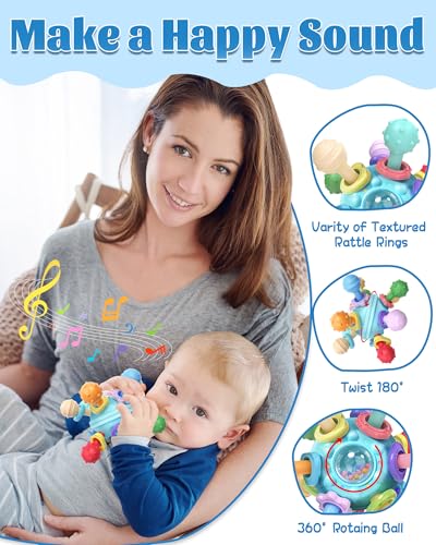 Tonberless Teething Toys with 360-Rotary Ball for 0-12 Months
