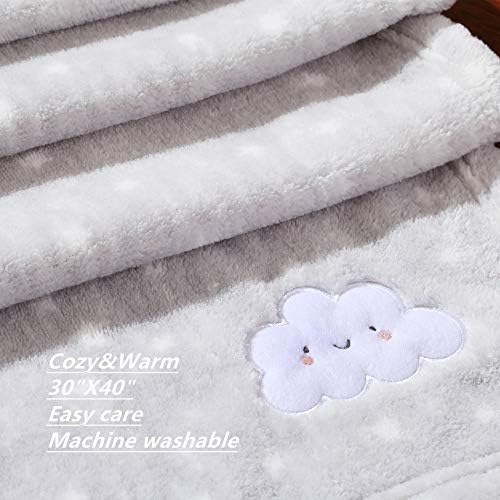 CREVENT 30X40 Fluffy Warm Baby Blanket for Boys - Grey Cloud