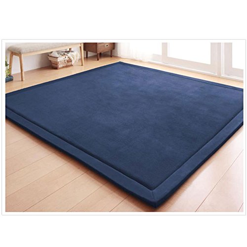 Loartee Nursery Rug Dark Blue Velvet Play Mat