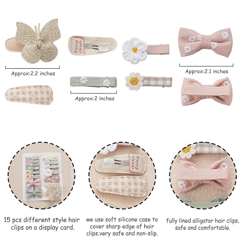 15 Pcs Hair Clips for Girls with Bows Butterfly Flower 1