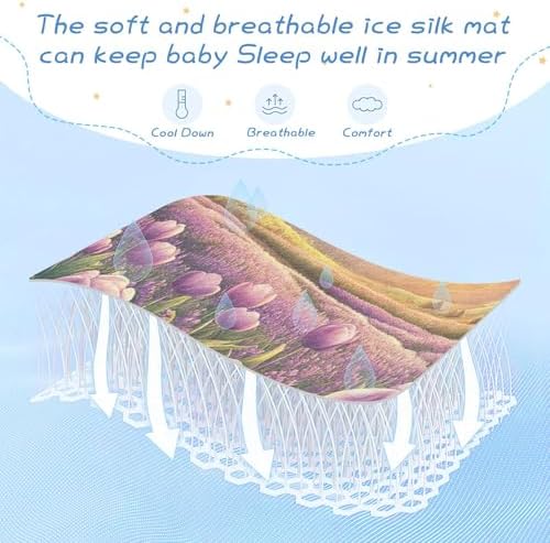 Flower Lavender Cooling Baby Mattress Pad 28x52