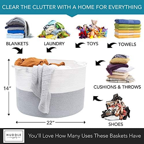 XXXL Woven Blanket Basket 2PCs for Storage