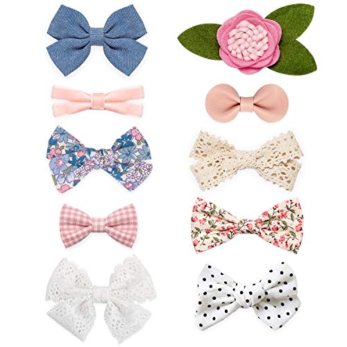 Baby Girl Hair Clips Bows Barrettes 10 Pack Set