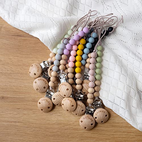 SAMiGO Pacifier Clips 2 Pack - Blue Gray Baby Binky Holders