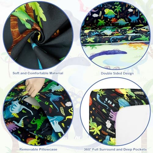 DAYEEBALL 4 Piece Toddler Bedding Set with Dinosaur Pattern