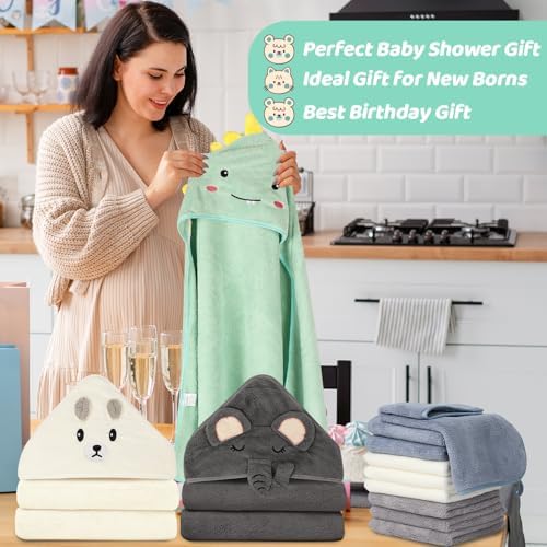 Sublaga 31x31 Inch Baby Hooded Towels Set 12Pcs