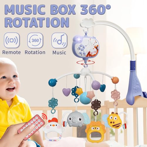 HCFJEH Baby Mobile with Music Lights and Rotation