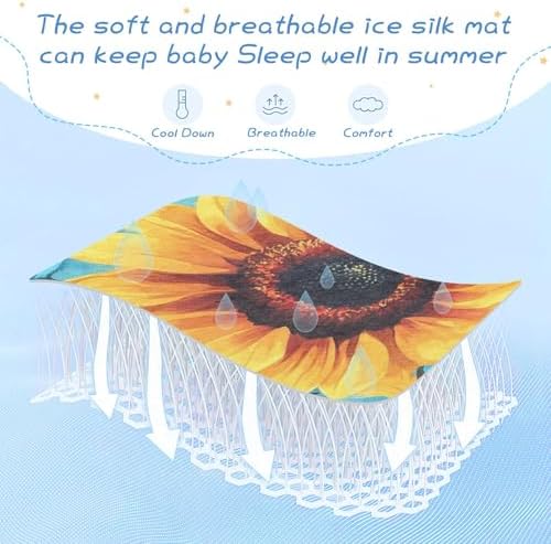Blue Sunflower Cooling Baby Mattress Pad 28x52 1