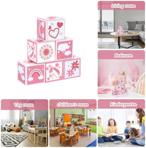 PEUTIER 6pcs Boho Wooden Square Wall Decor