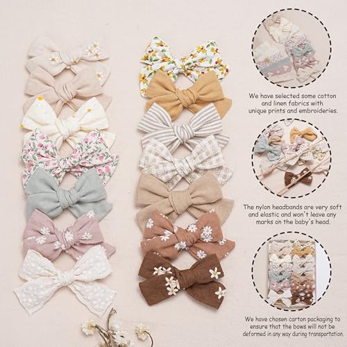 Fancy Clouds 14pcs Stretchy Hair Bows and Headbands for Babies