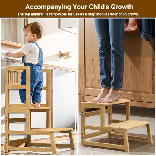 COSYLAND Toddler Step Stool with Side Guard