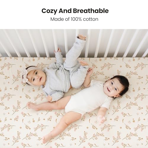 Konssy 2 PCS Muslin Crib Sheets Soft Breathable Cotton for Baby
