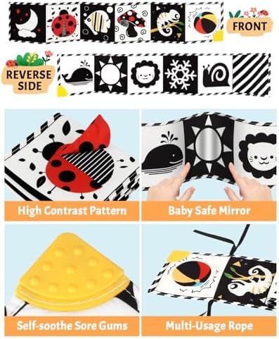 High Contrast Baby Book with Teether and Mirror 1