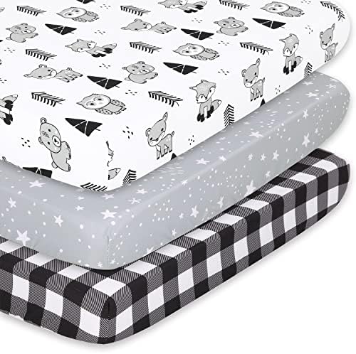 The Peanutshell 3-Pack Fitted Playard Sheets - Woodland Design 1