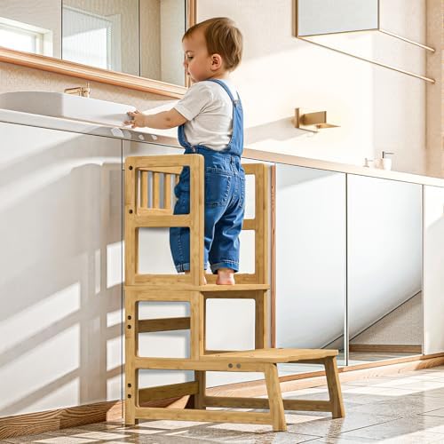 COSYLAND Toddler Step Stool with Side Guard