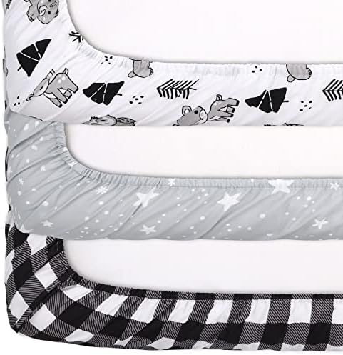 The Peanutshell 3-Pack Fitted Playard Sheets - Woodland Design 1