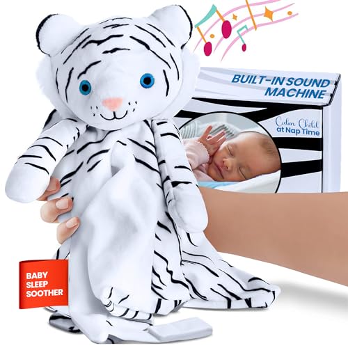 Musical Baby Lovey White Tiger - Calming Plush with White Noise and Lullaby