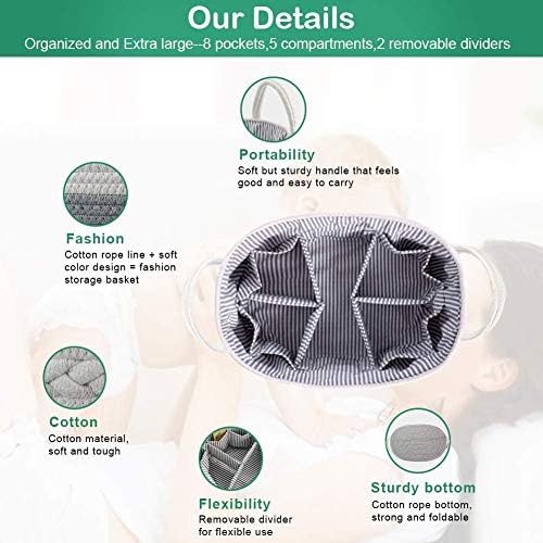 Lzellah Baby Diaper Caddy Organizer with 8 Pockets and 2 Dividers