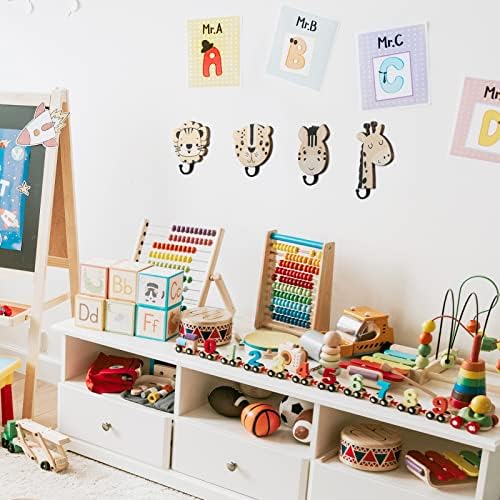 Qunclay 4 Pcs Safari Animal Wall Hooks for Kids Nursery