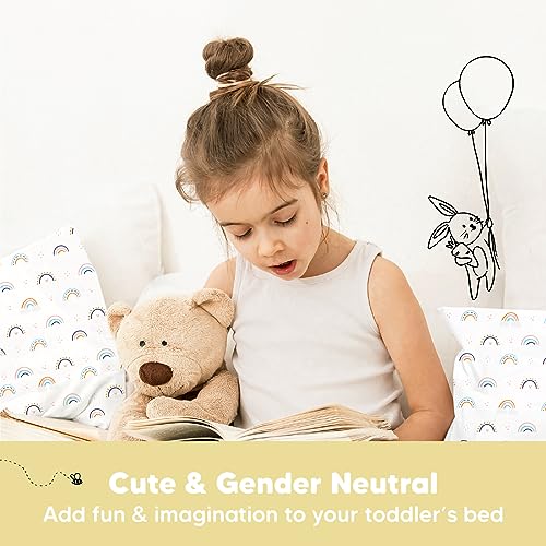 KeaBabies Jumbo Toddler Pillow with Case - Jolly Rainbow Design