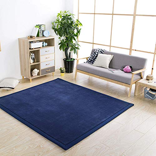 Loartee Nursery Rug Dark Blue Velvet Play Mat
