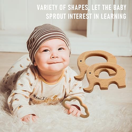 OSTTRPO 12-Pcs Wooden Teether Set for Babies