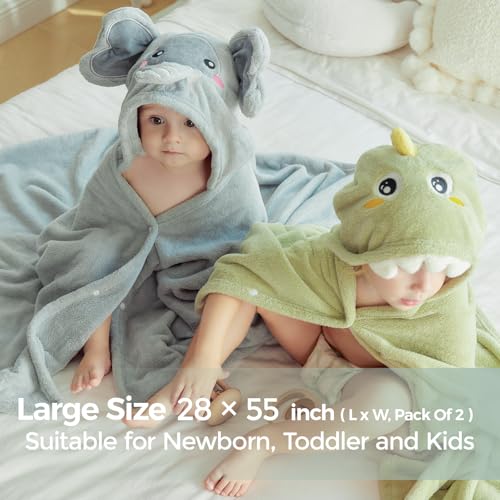 Momcozy Hooded Baby Towels 2 Pack - Premium Coral Fleece
