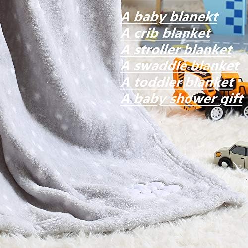 CREVENT 30X40 Fluffy Warm Baby Blanket for Boys - Grey Cloud