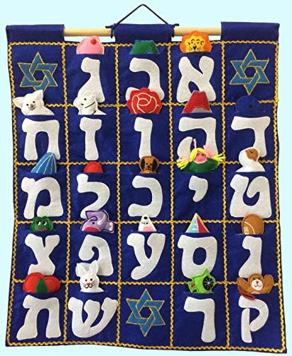 Blue Aleph Bet Wall Hanging - Hebrew Alphabet Felt Chart for Kids