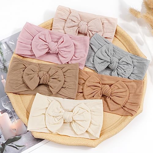 CLLOT Soft Stretchy Headband with Hair Bow for Baby Girls and Toddlers