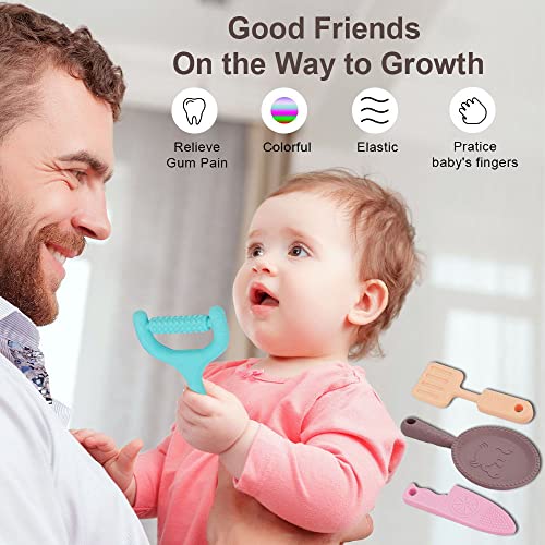 0-BPA Silicone Teething Toys 4 Pack for 6-12 Months