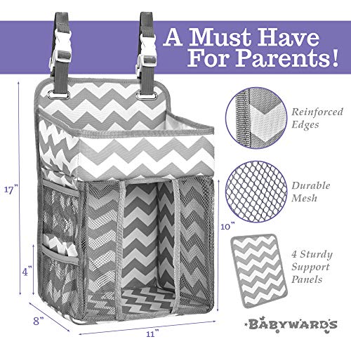 Babywards Hanging Diaper Caddy - 2 Compartments 3 Mesh Pockets