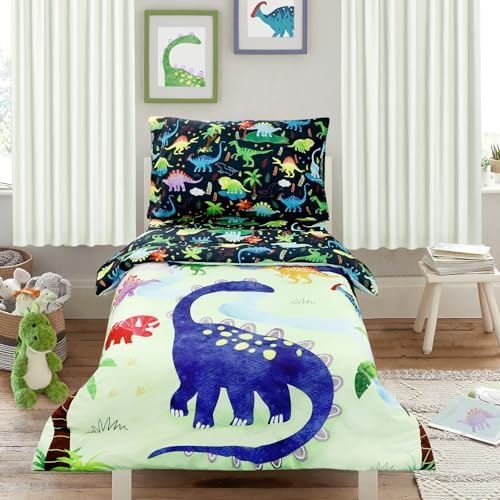 DAYEEBALL 4 Piece Toddler Bedding Set with Dinosaur Pattern