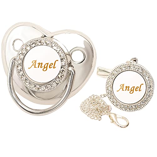 Personalized Pacifier Clip Set with Name and Glitter Design