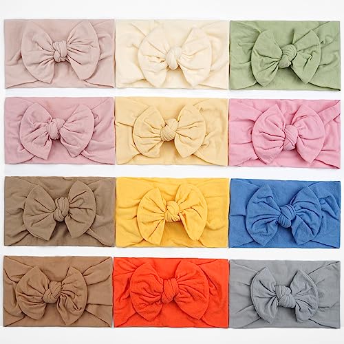 CLLOT Soft Stretchy Headband with Hair Bow for Baby Girls and Toddlers