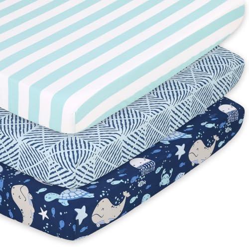 The Peanutshell 3-Pack Playard Sheets - Sealife Design