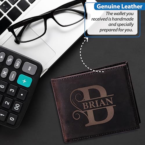 Personalized Leather Wallet for Men - Custom Initials Design