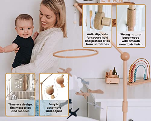 Baby Crib Mobile Holder - 31 inch Natural Beechwood Arm