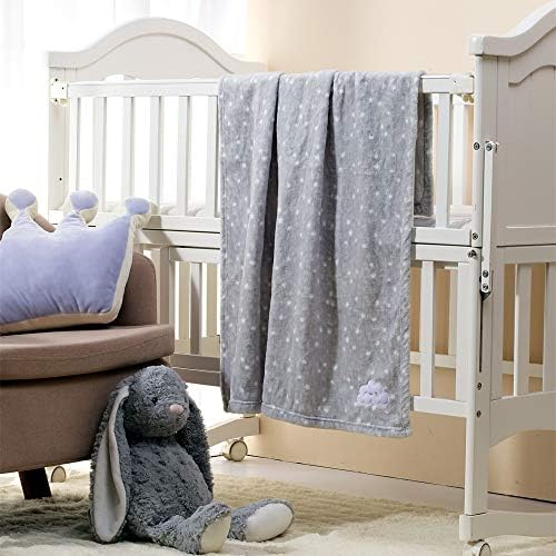 CREVENT 30X40 Fluffy Warm Baby Blanket for Boys - Grey Cloud