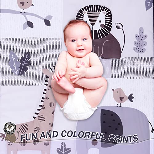 Cloele Jungle Crib Bedding Set for Boys - 3 Piece Grey