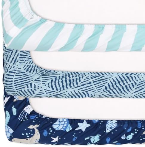 The Peanutshell 3-Pack Playard Sheets - Sealife Design
