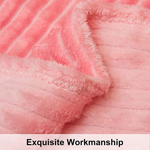 NTBAY Flannel Fuzzy Toddler Blanket - Reversible Stripes 30x40 Inches Pink
