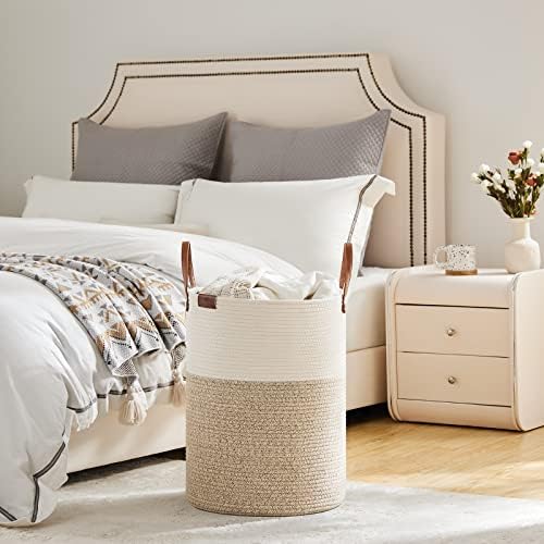 VIPOSCO Tall Laundry Basket 58L Woven Rope Hamper 1