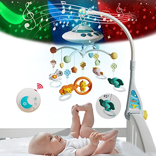 Lcasio Baby Crib Mobile with Music and Night Light - Blue