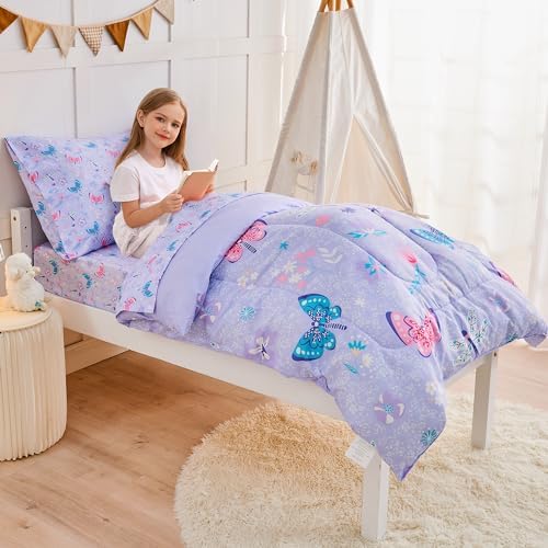Butterfly Toddler Bedding Set for Girls 4 Piece 1