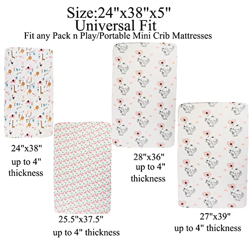 Tontukatu Pack n Play Stretchy Fitted Sheets 3 Pack