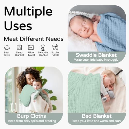 Yoofoss Hooded Baby Towel 2 Pack 32x32 Inch Muslin Cotton