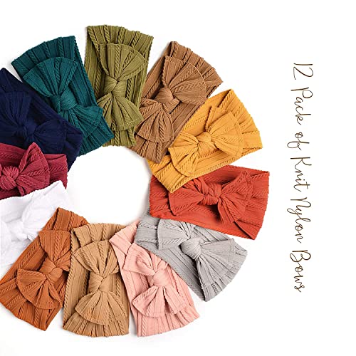Prohouse 12 Pack Nylon Headbands for Baby Girls